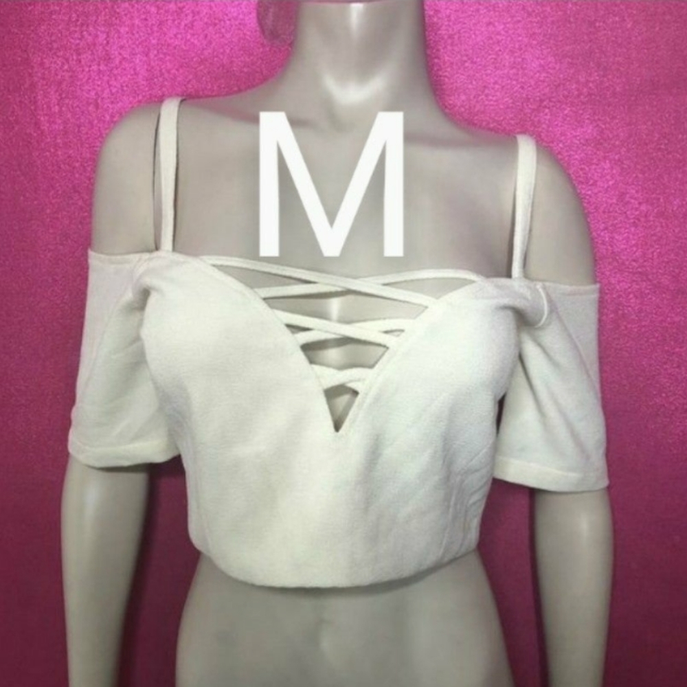 🆕Cream Off Shoulder Blouse Crop Top Size M
